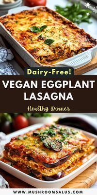 Craving a healthy and delicious dinner? This Vegan Eggplant Lasagna is the perfect dairy-free, plant-based twist on a classic! Packed with layers of tender eggplant, rich marinara, and creamy vegan cheese, it's a wholesome, satisfying dish for everyone to enjoy. Plus, it's gluten-free and packed with fresh veggies, making it a top choice for those seeking healthy vegan recipes that don't compromise on flavor!