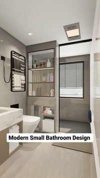 Modern Small Bathroom Interior Design What do you think about this bathroom design? #interior #smallbathroom #interiordesign #bathroom #washroom #design #diy #diydecor #animation #interioranimation