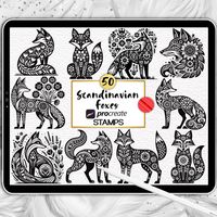 More like this here: https://digirushdesigns.etsy.com/ 50 Scandinavian Foxes Procreate Stamps Immerse yourself in the enchanting world of Scandinavian Folk Art with this Procreate Brush Stamps collection! Unleash your creativity with 50 unique Fox designs inspired by folklore and fused with floral foxes. Perfect for designing invitations, cards, and digital art with a touch of Nordic charm. Crafted for Procreate, these brushes ensure a seamless blend of tradition with technology. Elevate your di