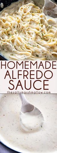 Best Homemade Alfredo Sauce is rich, creamy, and packed with garlic parmesan flavor!  This Alfredo Sauce is easy to make and perfect with your favorite pasta! #alfredosauce #alfredosaucerecipe #alfredosaucerecipeeasy #alfredosaucerecipehomemade #thesaltymarshmallow