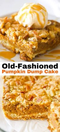 Embrace the flavors of fall with our Old-Fashioned Pumpkin Dump Cake Recipe, where spiced pumpkin puree meets a buttery cake topping for a warm and comforting dessert. For a treasure trove of autumn-inspired recipes and culinary inspiration, make sure to follow us and keep the spirit of the season alive in your kitchen!