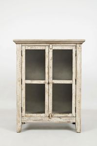 PRICES MAY VARY. Fully Assembled Genuine Distressed Hardwood Acacia - Handcrafted and Unique Dimensions: 32''W x 15''D x 42''H Inside Cabinet Dimensions: 24"W X 32"H (One Cabinet) Two Glass Doors and Adjustable Shelf