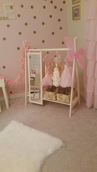 Dress Up Wardrobe Rack w/ Mirror Ivory Toddler's clothing