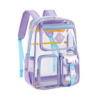 Step into the spotlight with our Clear Backpack! This isn't just any backpack—it's a durable, PVC powerhouse designed to make a statement. With its transparent design and heavy-duty construction, this bag is as practical as it is stylish. Measuring in at 16.92"H x 6.69"W x 13.77"L and weighing just 1.71lb, it's the perfect size for all your essentials. From laptops to binders, tablets to A4 holders, there's room for everything you need to conquer the day. Plus, with functional pockets and reinforced stitching, staying organized has never been easier—or more fun! But that's not all! Our backpack is not only stadium-approved but also features vibrant colors and a rainbow strap that will turn heads