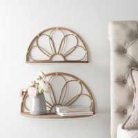 This 2-piece set of storage shelves is an ideal accessory for adding storage and style to any entryway, home office, bedroom, and much more. Each piece is made from metal designed to mimic the look of wood with a textured brown finish. We love their airy, open silhouettes, plus the bentwood look of the flower-like shapes on the back of each. The best part? Each shelf comes pre-assembled, so all you have to do when they arrive is hang them on the wall. All you need is a screwdriver; Installation