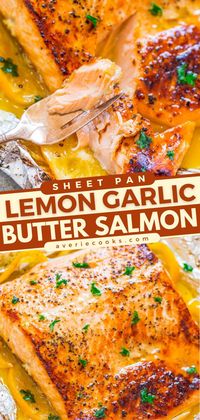 Baked Lemon Garlic Butter Salmon (Sheet Pan Recipe) - Averie Cooks