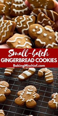 This perfect sweet and spicy Small-batch Gingerbread Cookie recipe will make 6 to 8 large cookies or about 2 dozen mini gingerbread cookies. | #gingerbread | #ChristmasDesserts | #smallbatch |