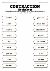 Contraction Worksheets 1st Grade