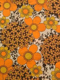 "60s 70s orange floral pattern" Photographic Print by SockSandwich | Redbubble