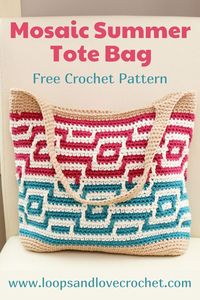 Mosaic Summer Tote - Free Crochet Pattern Loops & Love Crochet