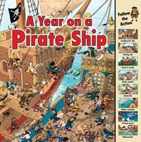 Ahoy, mates! Would you like to know what life is like on a pirate ship? Then come live on board for the next twelve months. Check out these eight action-packed scenes for a bird's-eye view of the life and work of pirates on the open seas. See how the pirates attack a ship, deal with a whale, and handle a storm. Keep your eye on the calendar too. By spending a whole year with the pirate crew, you can watch events unfold as the seasons change. The Time Goes By series let's you spend a whole day (o