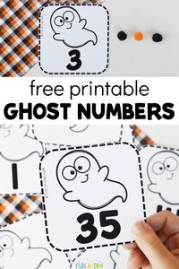 Use these ghost calendar numbers in your linear or traditional classroom calendars. They're also great with your math small groups and math centers. Get a copy of the free printable ghost number cards by clicking on the Fun-A-Day.com link.