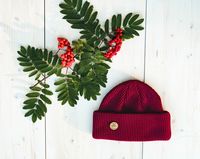 Burgundy Timberjack Beanie made of Organic Merino Wool. Shop here!