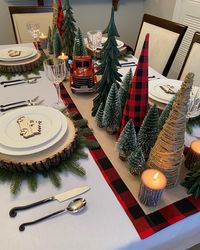 Red Truck Plaid Tree Tablescape