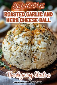 Add a touch of savory elegance to your Thanksgiving appetizer spread with this Roasted Garlic and Herb Cheese Ball! This creamy and flavorful cheese ball is infused with the rich taste of roasted garlic and a medley of fresh herbs, making it a delightful centerpiece for your holiday table. Perfect for serving with crackers, bread, or fresh veggies, it’s an easy-to-make starter that’s sure to impress your guests. Start your feast with this delicious and festive appetizer! 🦃🍁 #GarlicAndHerbCheeseBall #ThanksgivingStarters #HolidayAppetizers #SavoryEats #FestiveFlavors #ThanksgivingRecipes #ThanksgivingAppetizers #CheeseBall #HolidayRecipes #HolidayStarters