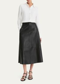 Vince Mid-Rise Flared Leather Midi Skirt - Bergdorf Goodman