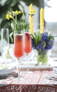 This Raspberry Pineapple #Bellini Recipe is a delicious #spring #cocktail #recipe!