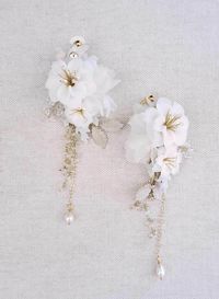 Clay blossom bridal earrings - Dewdrop blossom earrings - Style #950 | Twigs & Honey ®, LLC