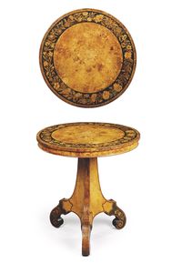 AN EARLY VICTORIAN BURR-ASH, BURR-YEW AND MARQUETRY CENTRE TABLE - ATTRIBUTED TO GEORGE BLAKE & CO, MID-19TH CENTURY