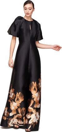 Kay Unger Delfina Puff Sleeve Mikado Gown | Nordstrom