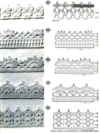 Crochet edging diagrams for an afghan, baby blanket, scarf, dish towel, pillowcase...