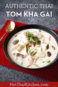 Authentic recipe for the popular Thai coconut chicken soup made with lemongrass, galangal and kaffir lime leaves. Also vegan adaptations included. Gluten free