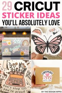 Here's a list of 29 Cricut sticker ideas that you'll aboslutely love. Perfect for Cricut Maker, Cricut Joy, and Cricut Explore Air. #cricutstickerideas #cricutstickers