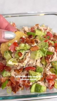 By @badbatchbaking Easy meal prep for work lunch  If you’re looking for the perfect meal prep idea, you’ve got to make this BLT Chicken Salad. Tender shredded chicken is combined with diced tomatoes, crispy bacon, and avocado all tossed in a creamy dressing in this easy high protein recipe.