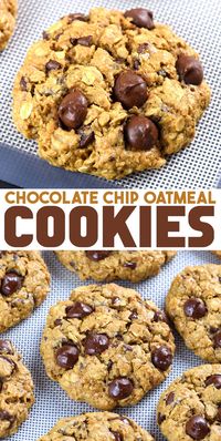 These chocolate chip oatmeal cookies are soft, chewy, and loaded with chocolate chips. Perfect for baking at home and sharing with family and friends. Save this recipe for your next baking adventure! Pin-worthy and delicious! #OatmealCookies #ChocolateChipCookies #BakingRecipes via @https://www.pinterest.com/omgchocodessets/