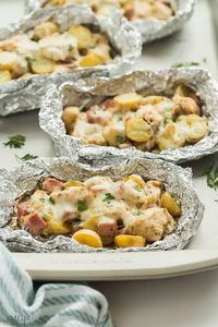 These Chicken Cordon Bleu Foil Packets are SO easy with just 10 minutes prep! They're easy to prep ahead and make a great camping meal, can be cooked on the grill or in the oven. A true one