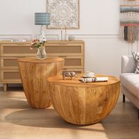 Features This retro barrel shaped coffee table with storage function is not only fashionable and retro, but also practical.