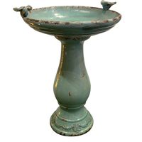 Alpine 25 in. Turquoise Antique Ceramic Birdbath