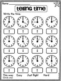 Telling time to the hour worksheets that are differentiated and perfect for first grade