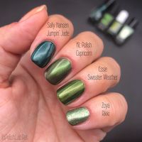 Color comparisons for Essie’s “Sweater Weather” . Although the green in Capricorn is exactly the same as Sweater Weather, Capricorn has a…