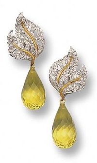 Diamond and Citrine Quartz Briolette Earrings / Buccellati