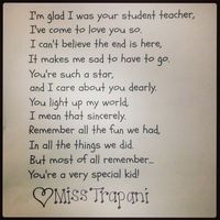 A cute poem to give to your students as a student teacher!