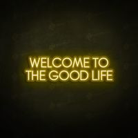 Welcome To The Good Life neon signWelcome your guests to the good life with our 'Welcome to the Good Life' LED neon sign! This stylish and modern design is perfect for adding a touch of glamour and sophistication to any space. With bright and energy-efficient LED lights, this sign will shine bright and make a statement in your home or business. So why settle for an ordinary welcome sign when you can have a neon masterpiece from Neonvibes.co.uk? Order yours today and step into the good life!Colou