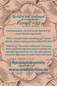 Fantastic updates of Emily's original writing prompts designed to get creative ideas flowing! #PromptsByEmily #WritingPrompts #WritingPrompt #StoryPrompts #WritingInspiration #Prompt #Prompts #StoryStarters #WritingInspiration #Prompt #Writing #CreativeWriting #CreativeWritingIdeas #EmilyLarkins #EmilyLarkinsAuthor #Preptober #AmWriting #WritersOfPinterest #ThrillerPrompt #HorrorPrompt #MysteryPrompt #SciFiPrompt #ActionPrompt