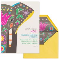 Celebrate Holi this year with this paperless Evite Premium invitation. Fully customizable digital envelopes, stamps, and inserts, flexibility of digital invitations with the look and feel of printed ones, ad-free experience.