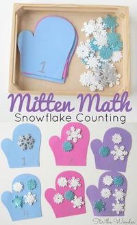 Mitten Math Snowflake Counting Activity for Preschoolers is a simple winter themed number recognition and counting activity!