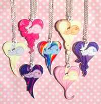 Super Cute My Little Pony Necklaces Cute ponies curled up sleeping forming the shape of a heart <3