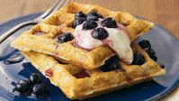 Enjoy these citrusy waffles made using Original Bisquick® mix and served with blueberry-maple syrup – a tasty breakfast that’s ready in 30 minutes.