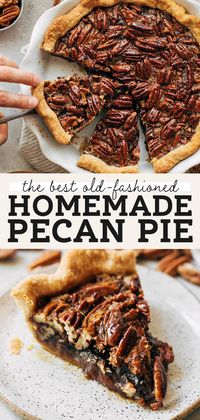 This pecan pie is the absolute BEST! It has a flaky and buttery crust with a filling that is loaded with pecans and ooey gooey filling. It's easy to make and turns out perfect every single time. #pecanpie #pierecipes #thanksgiving #thanksgivingpies #butternutbakery | butternutbakeryblog.com