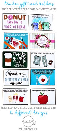 Free Printable Teacher Gift Card Holders