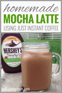 Save loads of money by making these quick, delicious iced mocha lattes at home! No more coffee shop needed. Dairy-free easy at Milk Allergy Mom!