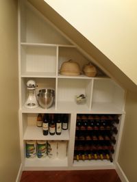 KITCHEN PANTRY SHELVING - Creates great additional storage space in a small closet under an existing stair case.