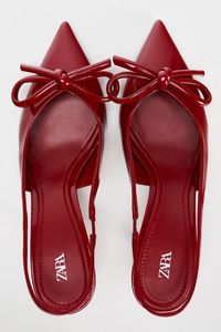 FAUX PATENT LEATHER BOW HEELED SHOES - Red | ZARA United States