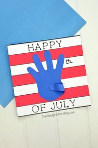 Simple Happy 4th of July Paper Craft with Template #papercraftsforkids #4thofjulycrafts #funhandprintartblog