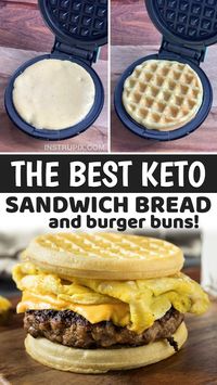 Looking for easy keto chaffle recipes? This low carb sandwich bread tastes just like Wonder Bread! It’s quick, easy, delicious and a breeze to throw together in your mini waffle maker. It's great as a burger bun, too. I use this 5 minute keto bread for sandwiches of all kinds-- BLTs, deli meat, tuna, etc. I am completely obsessed with my mini waffle maker. No cheese in this recipe, so it's contains less fat and grease making it less of a mess to clean up. Yes, you can eat bread on a keto diet!