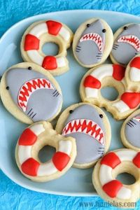 Shark Sugar Cookies for a Birthday Party or Shark Week!